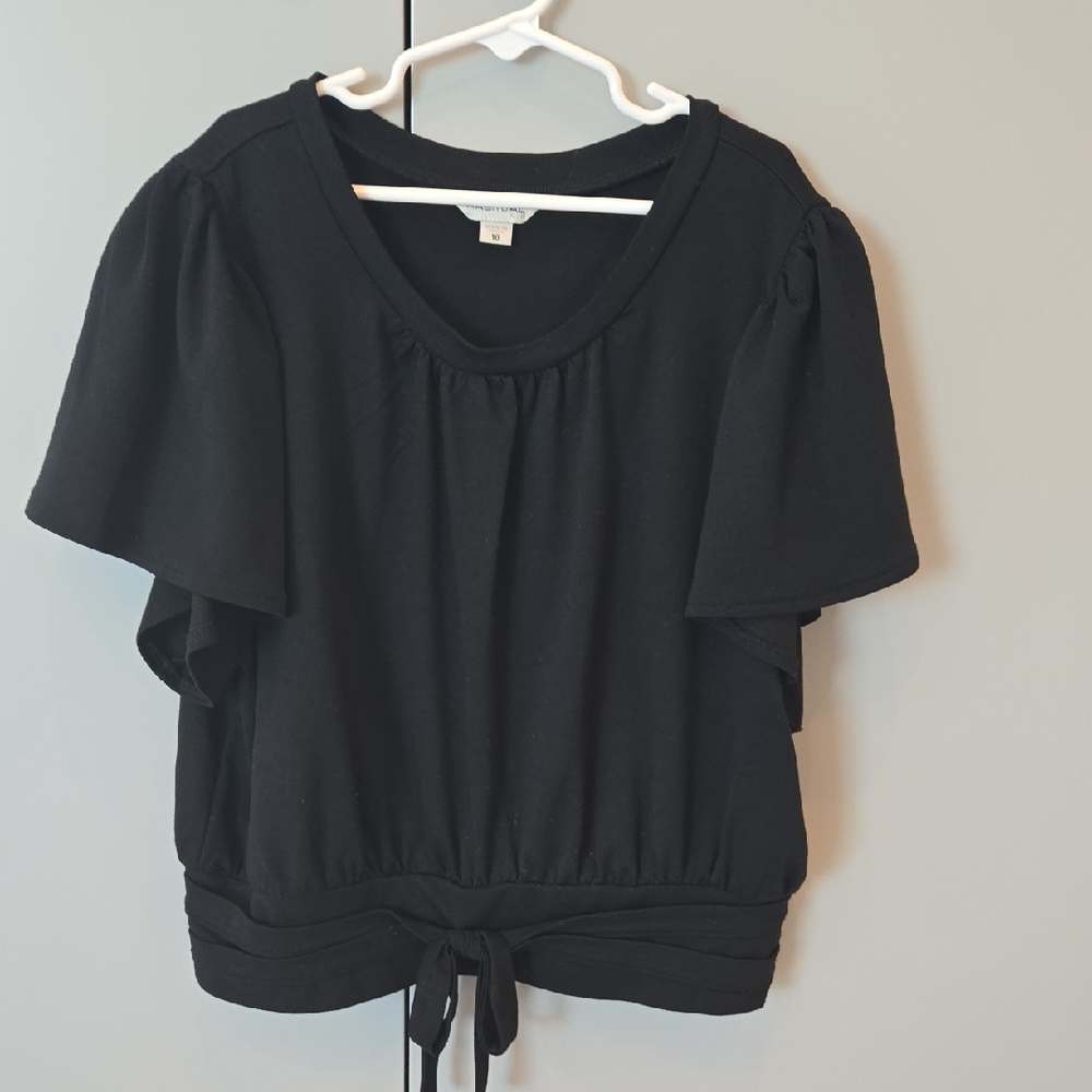 Habitual Black Short Sleeve Tie-Hem Tee